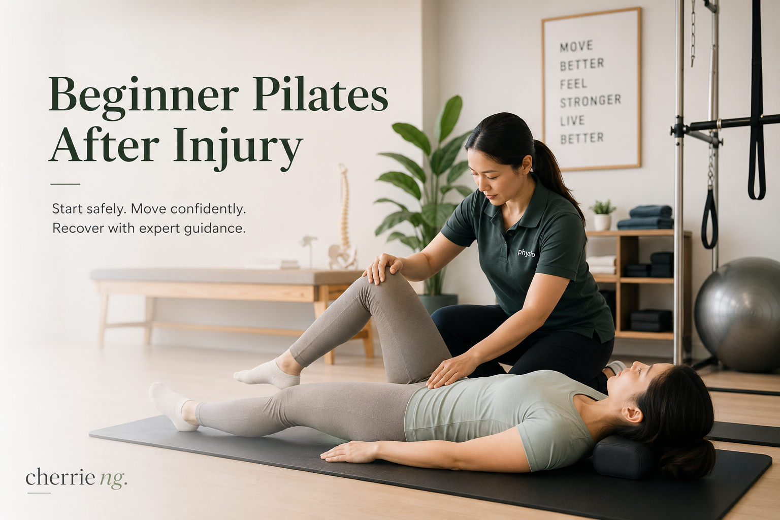 Beginner Pilates after injury with guided rehab-focused movement