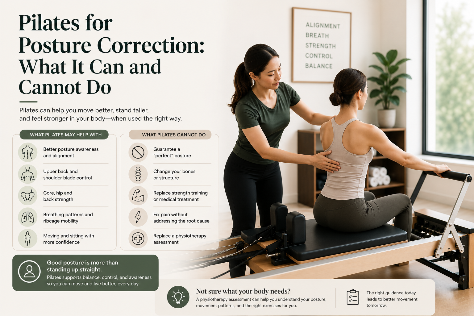 Pilates-based posture correction and movement control training