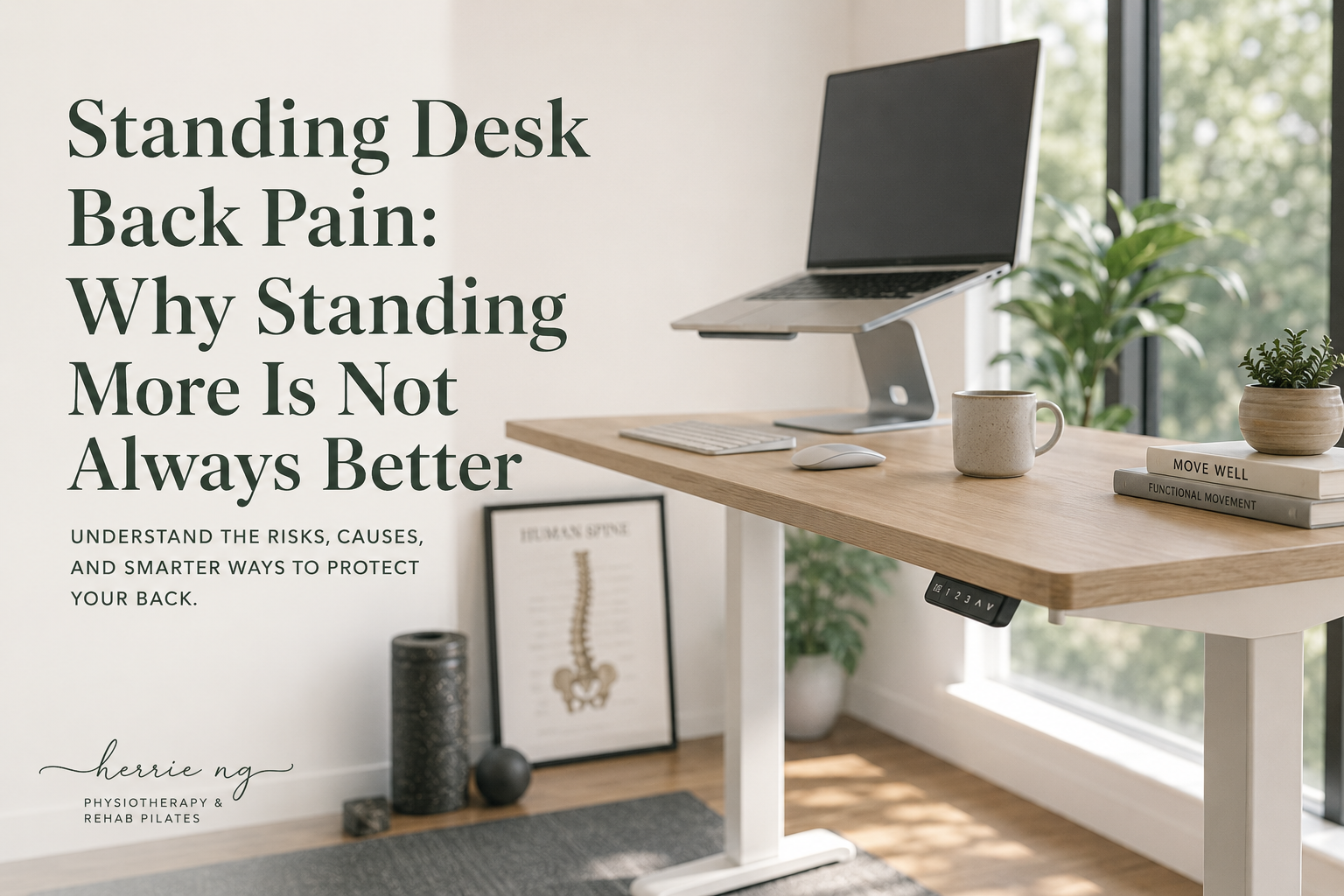 Sit–stand desk setup with options to alternate between sitting and standing