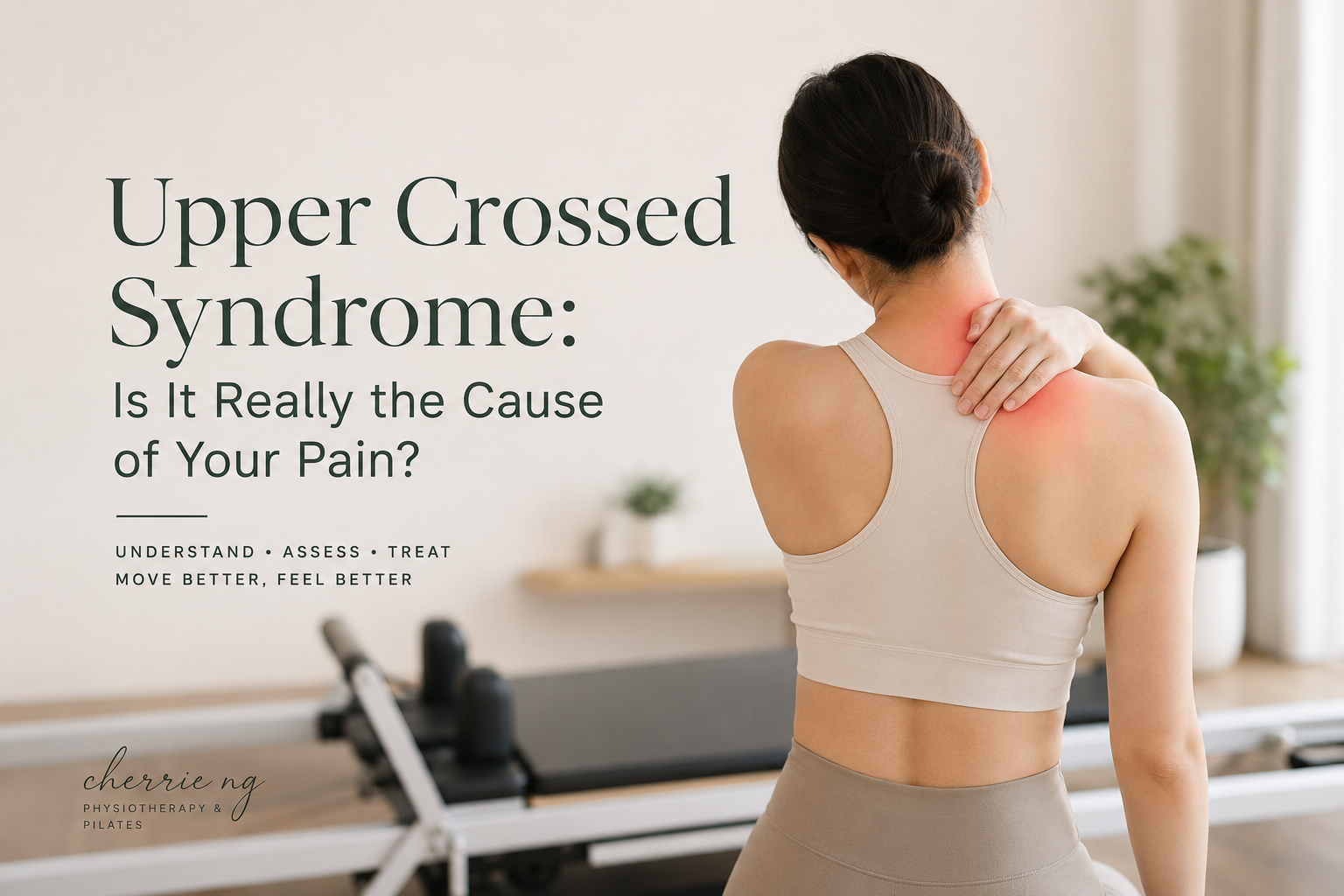 Physiotherapy illustration of upper crossed syndrome posture with a forward head and rounded shoulders